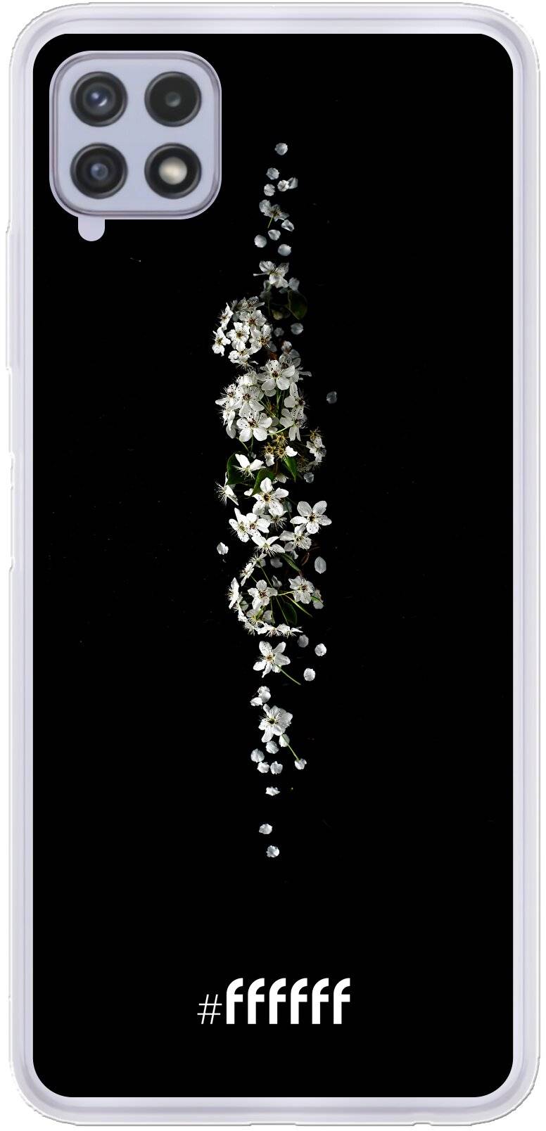 White flowers in the dark Galaxy A22 4G