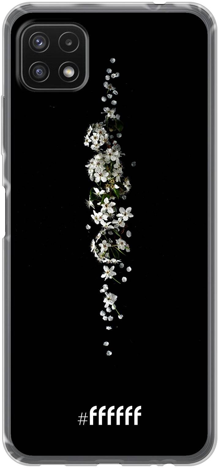 White flowers in the dark Galaxy A22 5G