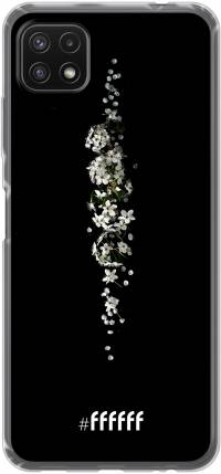 White flowers in the dark Galaxy A22 5G