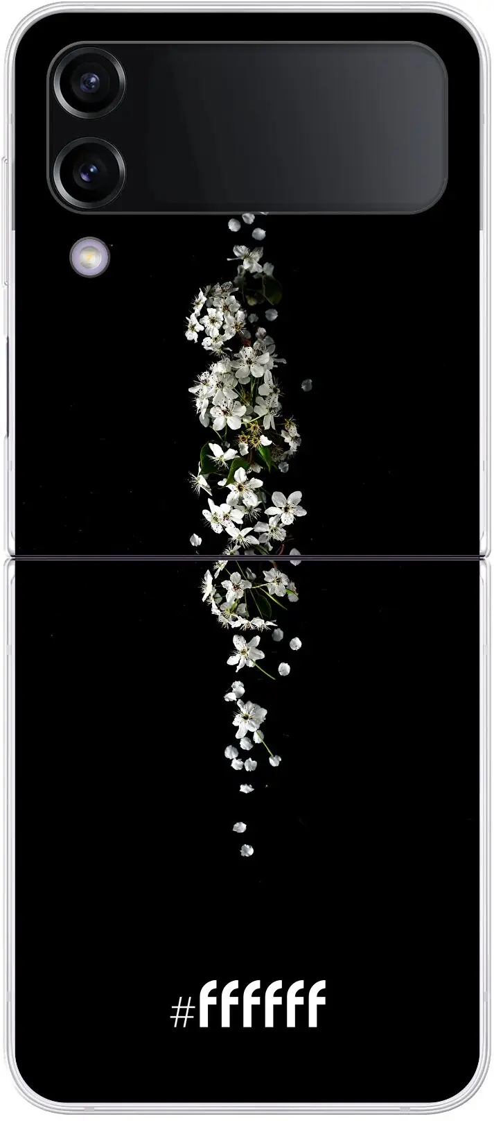 White flowers in the dark Galaxy Z Flip4