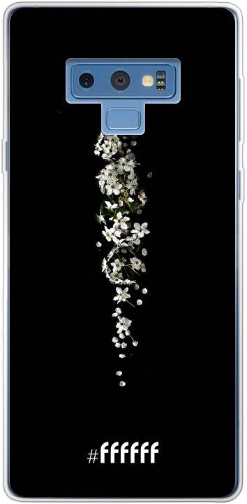 White flowers in the dark Galaxy Note 9