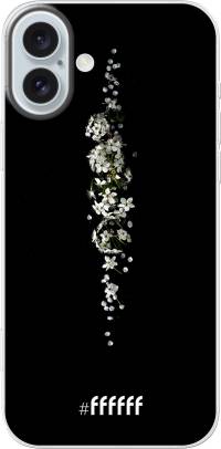 White flowers in the dark iPhone 16 Plus