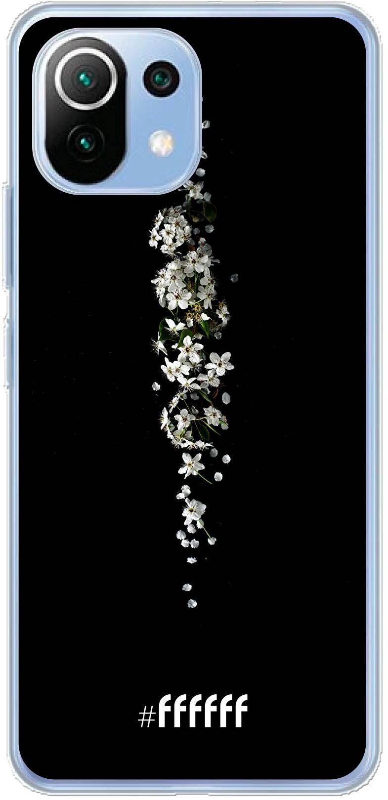 White flowers in the dark Mi 11 Lite